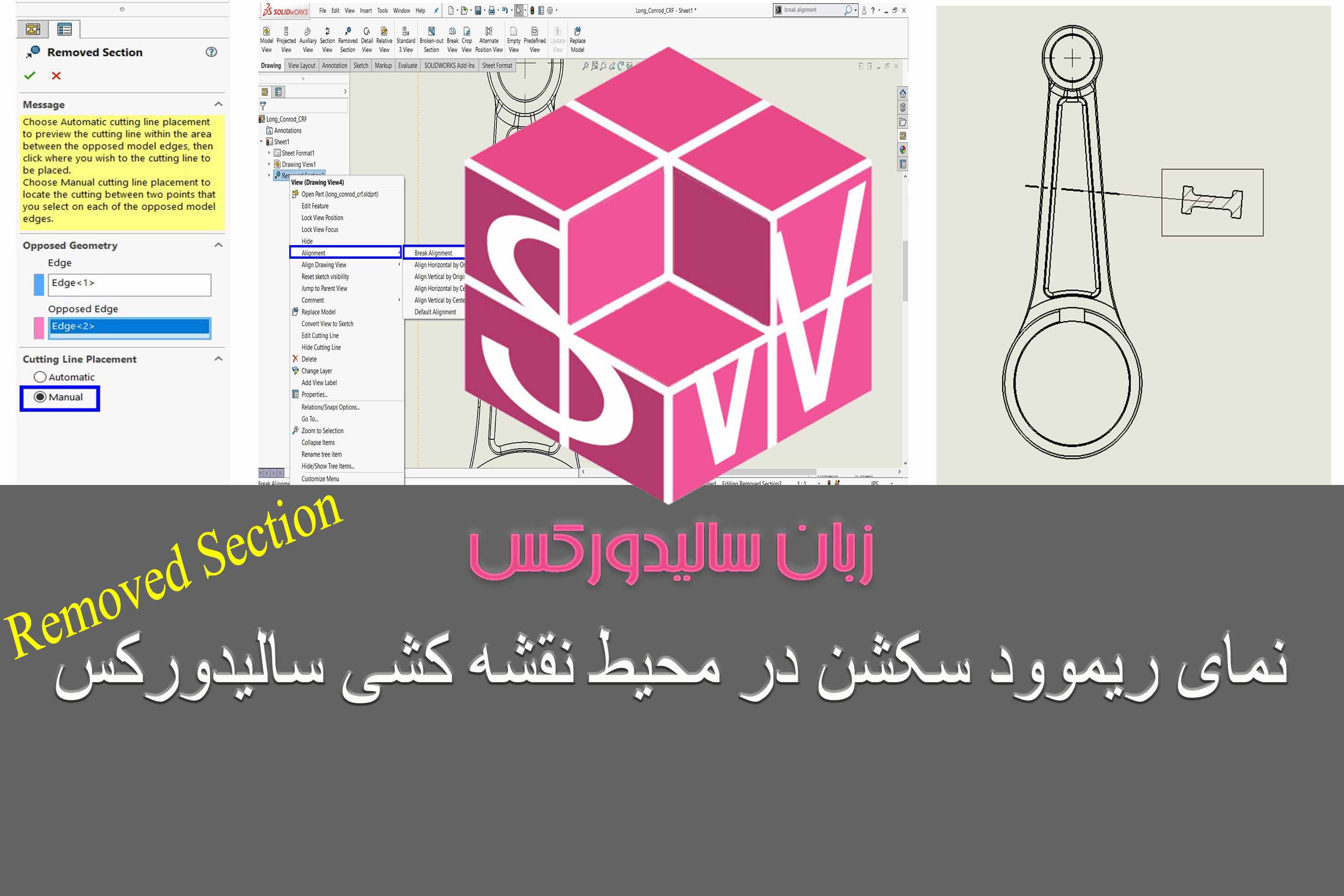 نمای Removed Section در نقشه کشی سالیدورکس